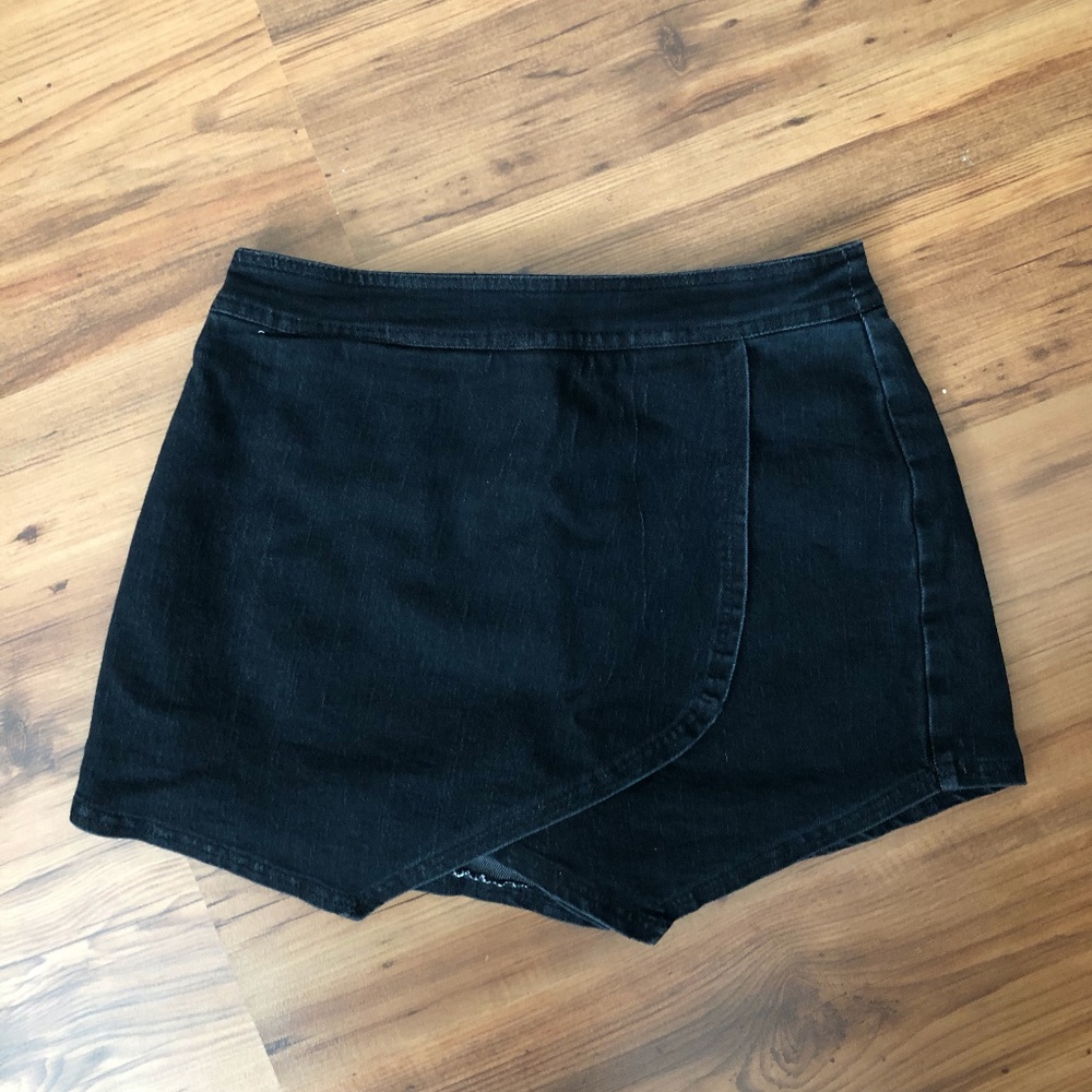Black jean skort